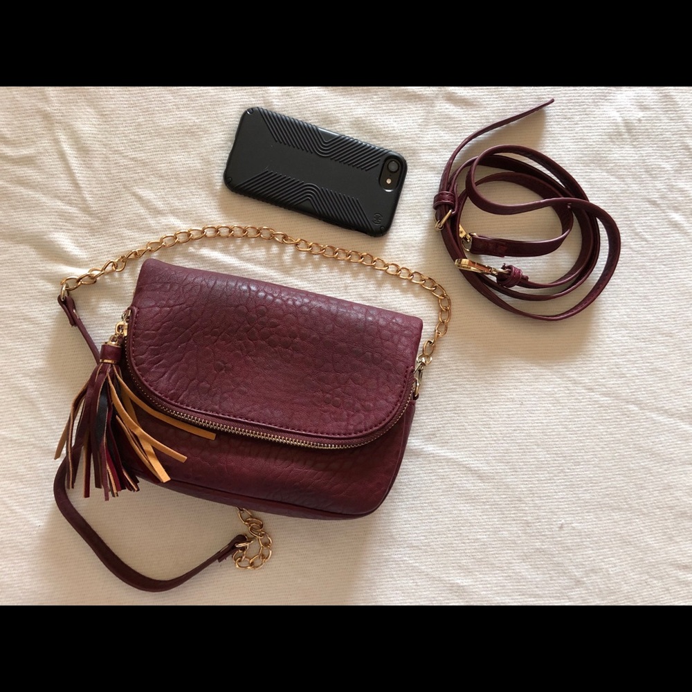 maroon crossbody bag